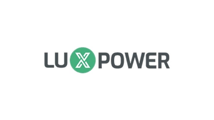 Lux Power logo featuring the word "LUX" followed by a green circular icon containing a white stylized X and the word "POWER."